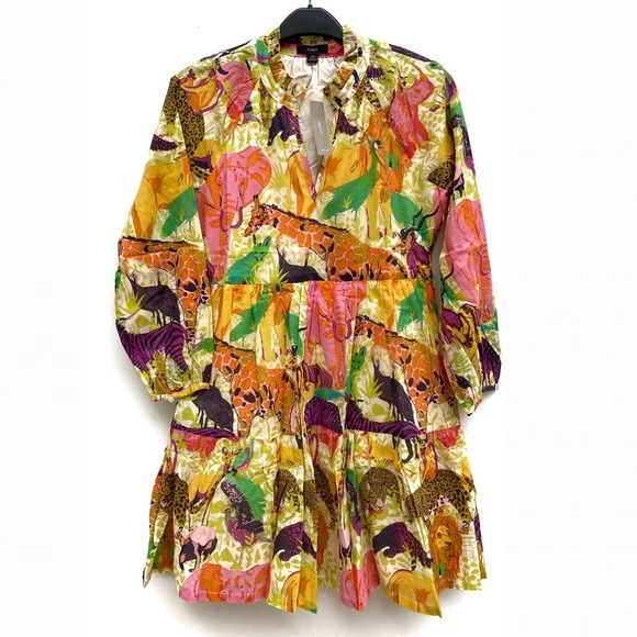 J. Crew Ratti Safari Animal Print Popover Dress - Picture 2 of 8